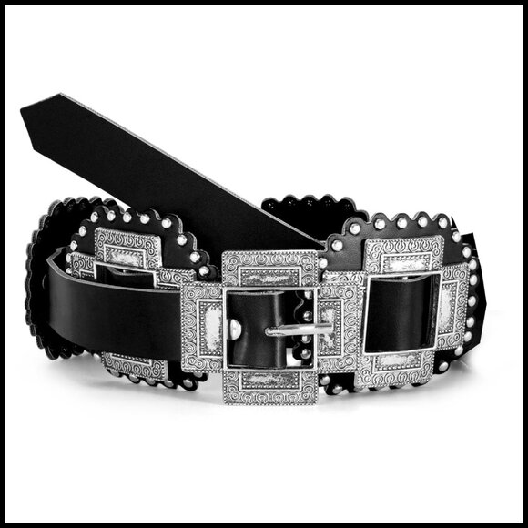 Western Concho Leather Belt Cowgirl Boho Chunky Festival Concert Wear main image 4